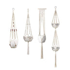 Macrame Plant Hanger Natural Wood Brick Red | Thrascher