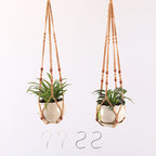 Macrame Plant Hanger Natural Wood Brick Red | Thrascher