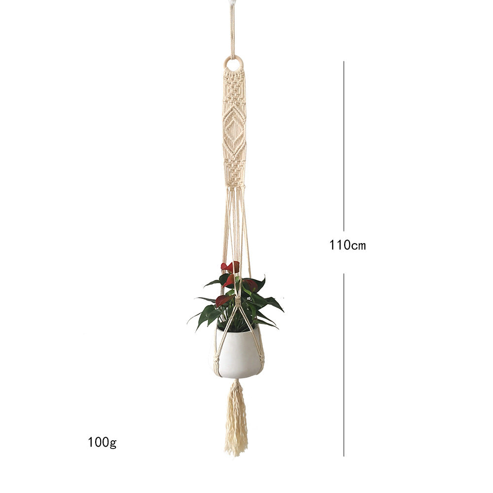 Macrame Plant Hanger with Decorative Tassels Blue | Thrascher