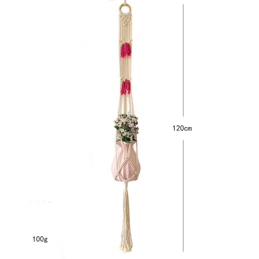 Macrame Plant Hanger with Decorative Tassels Blue | Thrascher