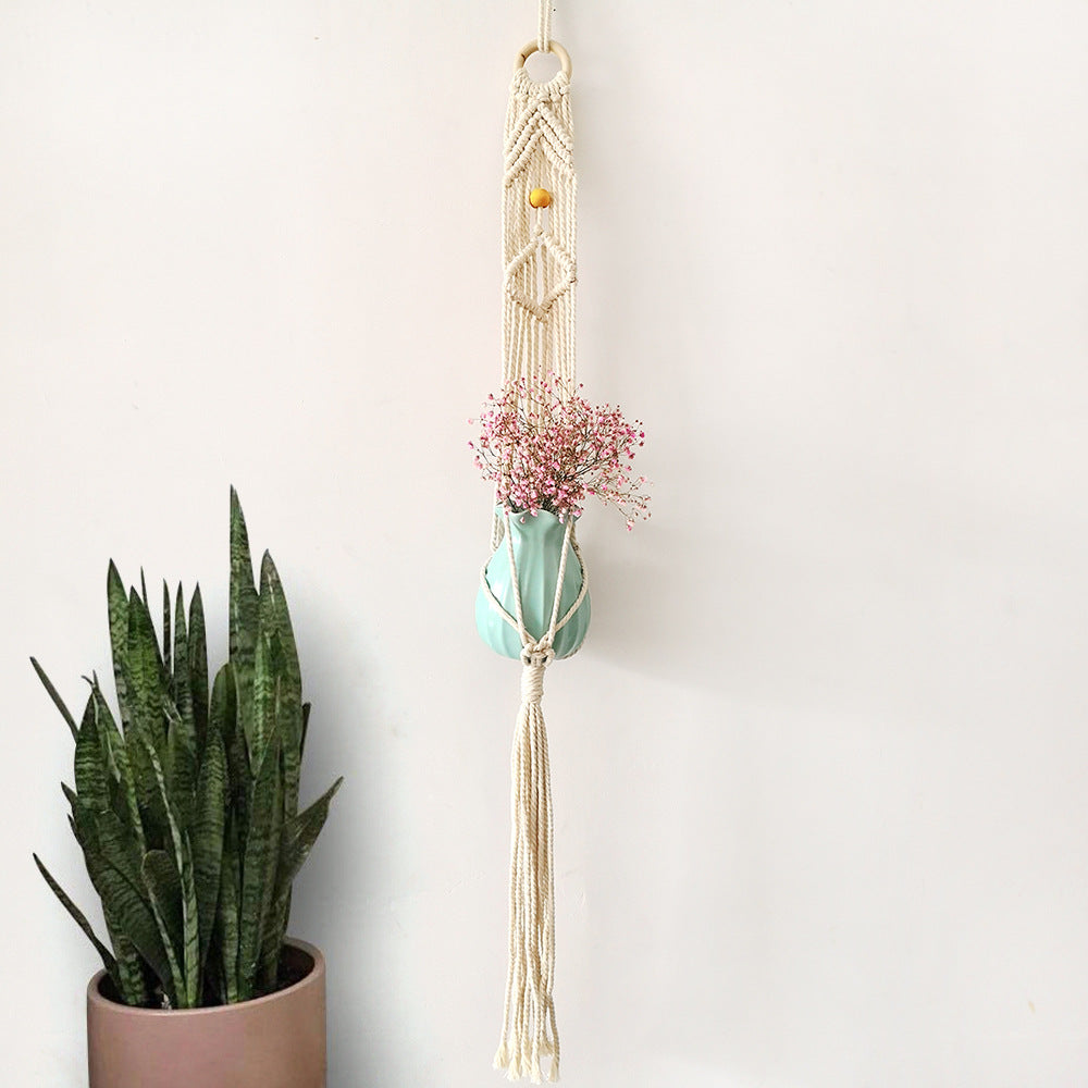 Macrame Plant Hanger with Decorative Tassels Blue | Thrascher