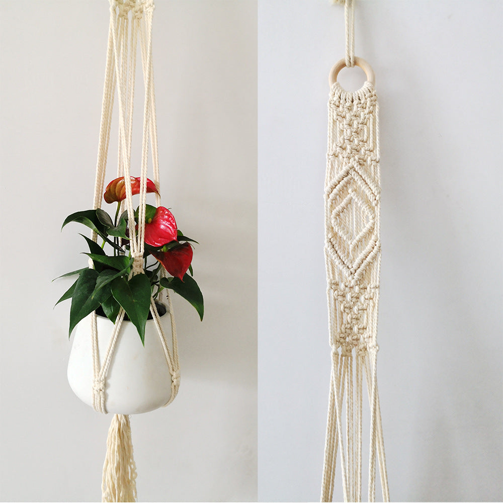 Macrame Plant Hanger with Decorative Tassels Blue | Thrascher