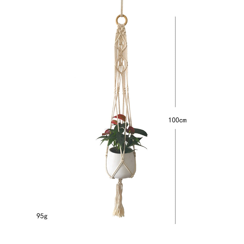 Macrame Plant Hanger with Decorative Tassels Blue | Thrascher