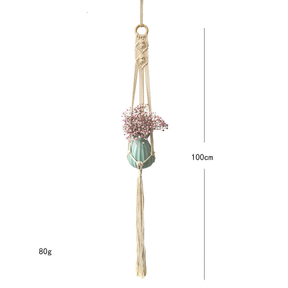 Macrame Plant Hanger with Decorative Tassels Blue | Thrascher