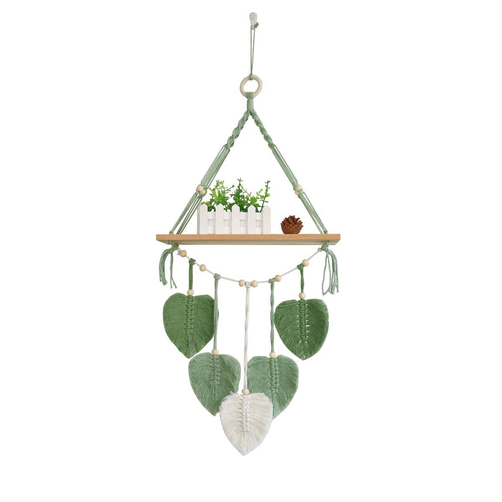 Macrame Plant Shelf with Artistic Leaf Design | Thrascher