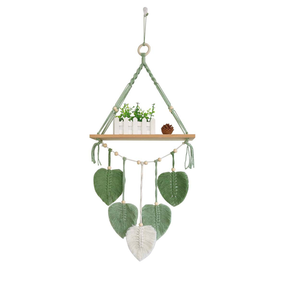 Macrame Plant Shelf with Artistic Leaf Design | Thrascher