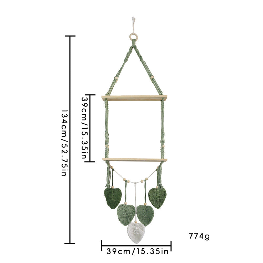 Macrame Plant Shelf with Artistic Leaf Design | Thrascher