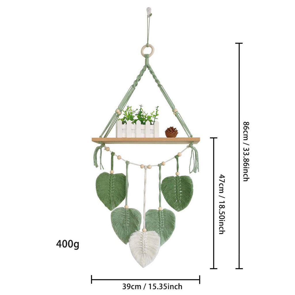 Macrame Plant Shelf with Artistic Leaf Design | Thrascher