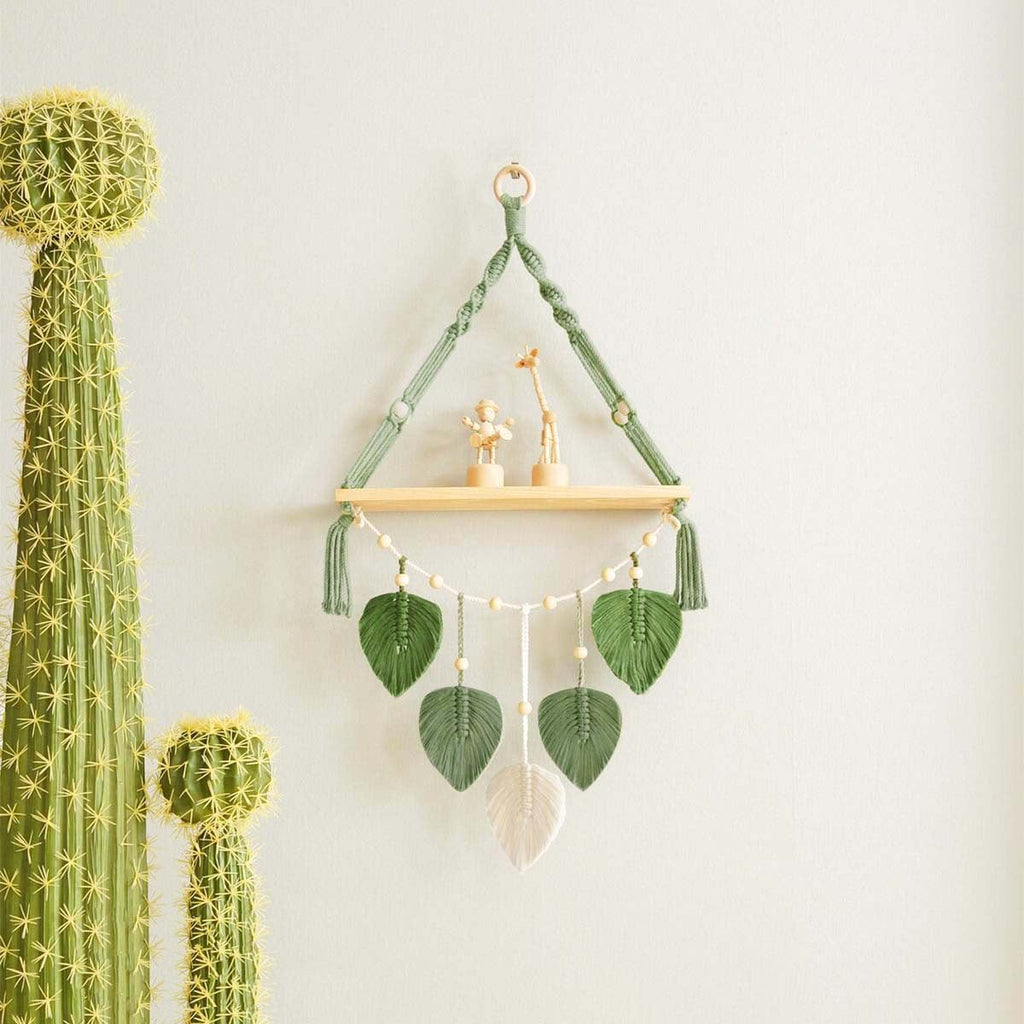 Macrame Plant Shelf with Artistic Leaf Design | Thrascher