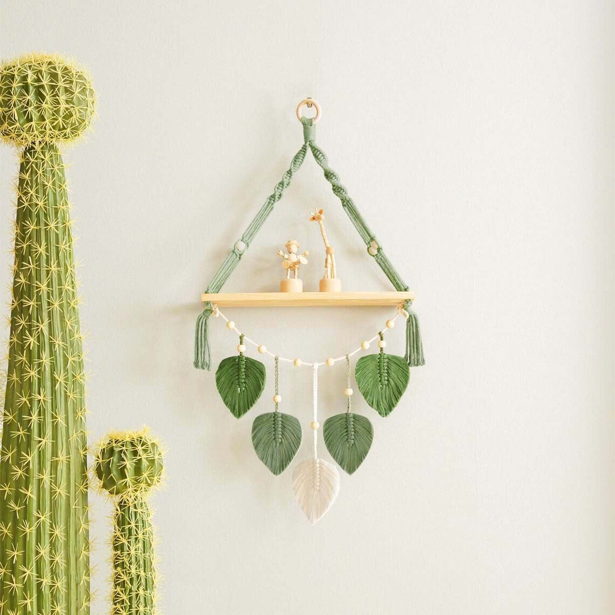 Macrame Plant Shelf with Artistic Leaf Design | Thrascher