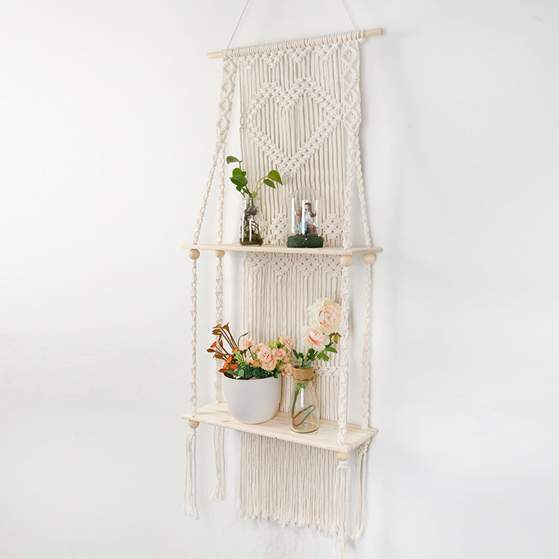 Macrame Shelf Board with Heart Design | Thrascher
