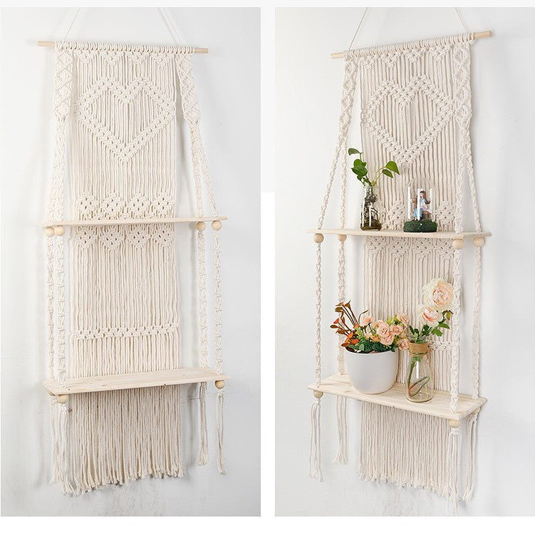 Macrame Shelf Board with Heart Design | Thrascher