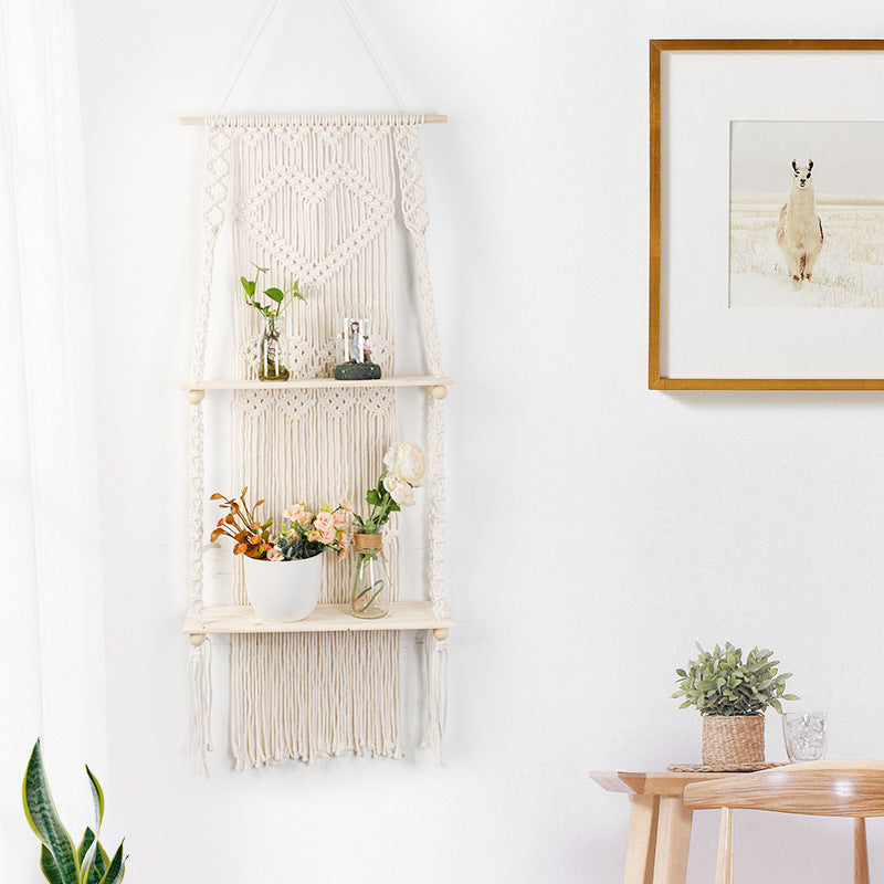 Macrame Shelf Board with Heart Design | Thrascher