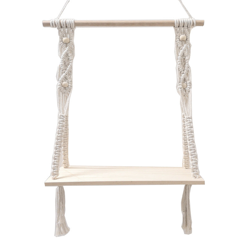Macrame Swing Shelf with Wooden Accents | Thrascher