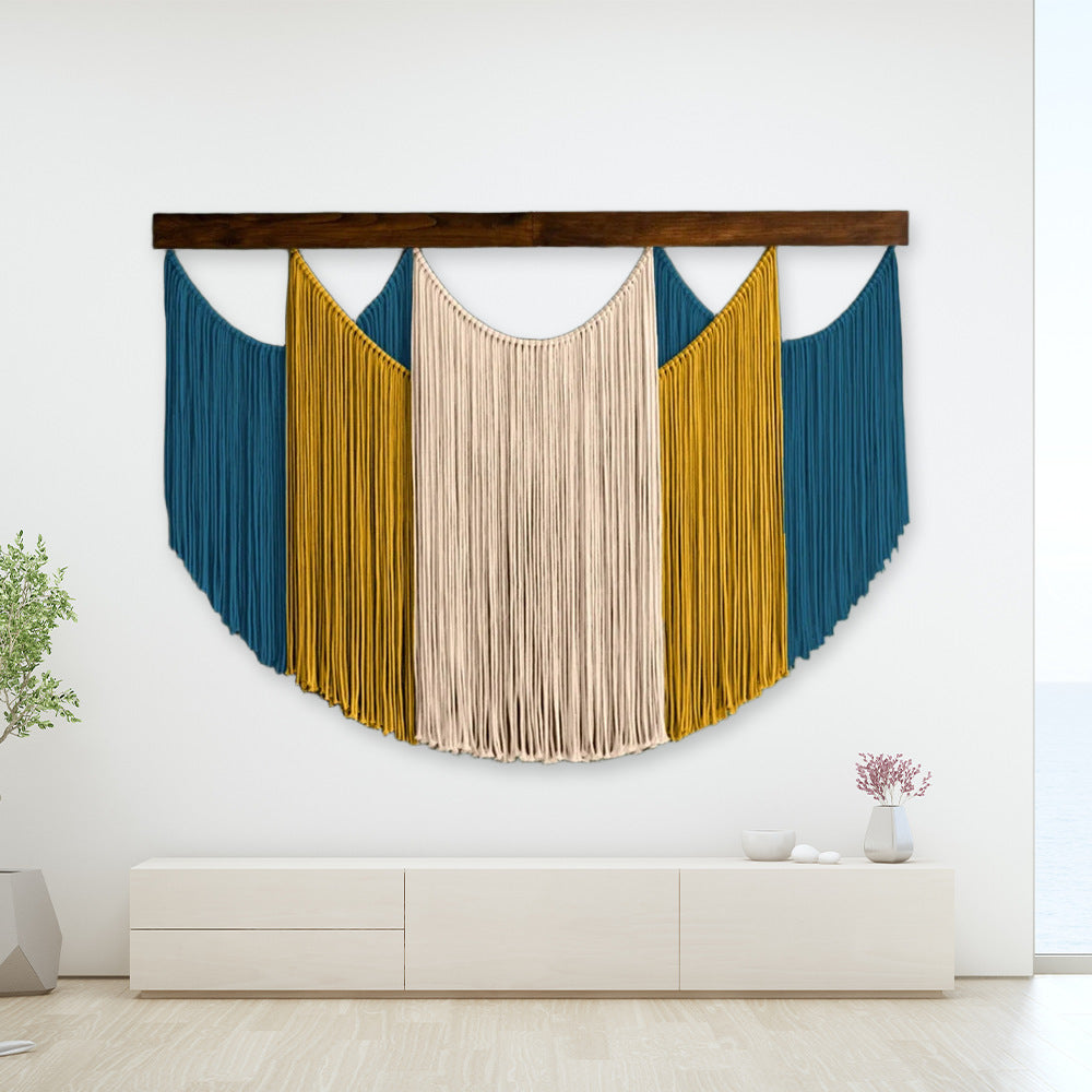 Macrame Wall Art Sky Blue Light Gray | Thrascher