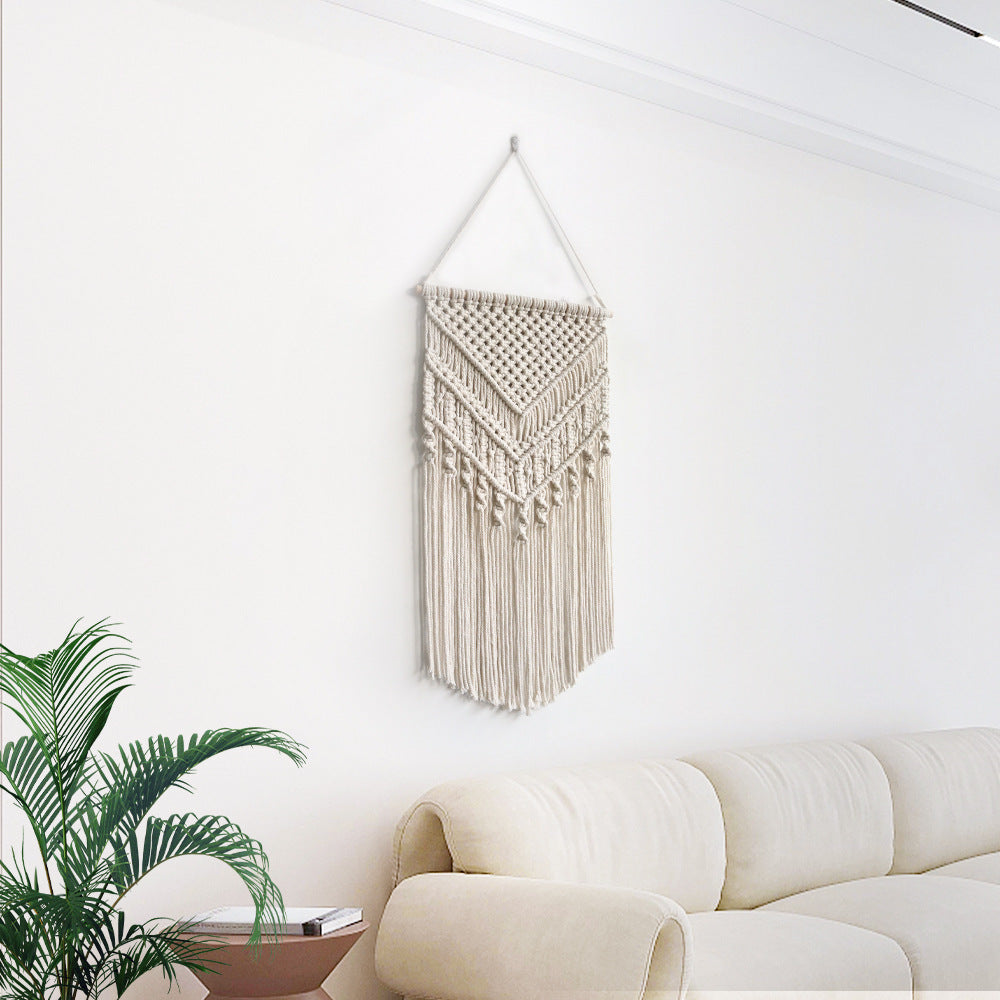 Macrame Wall Art Z040 Size Beige Cinnabar Red | Thrascher