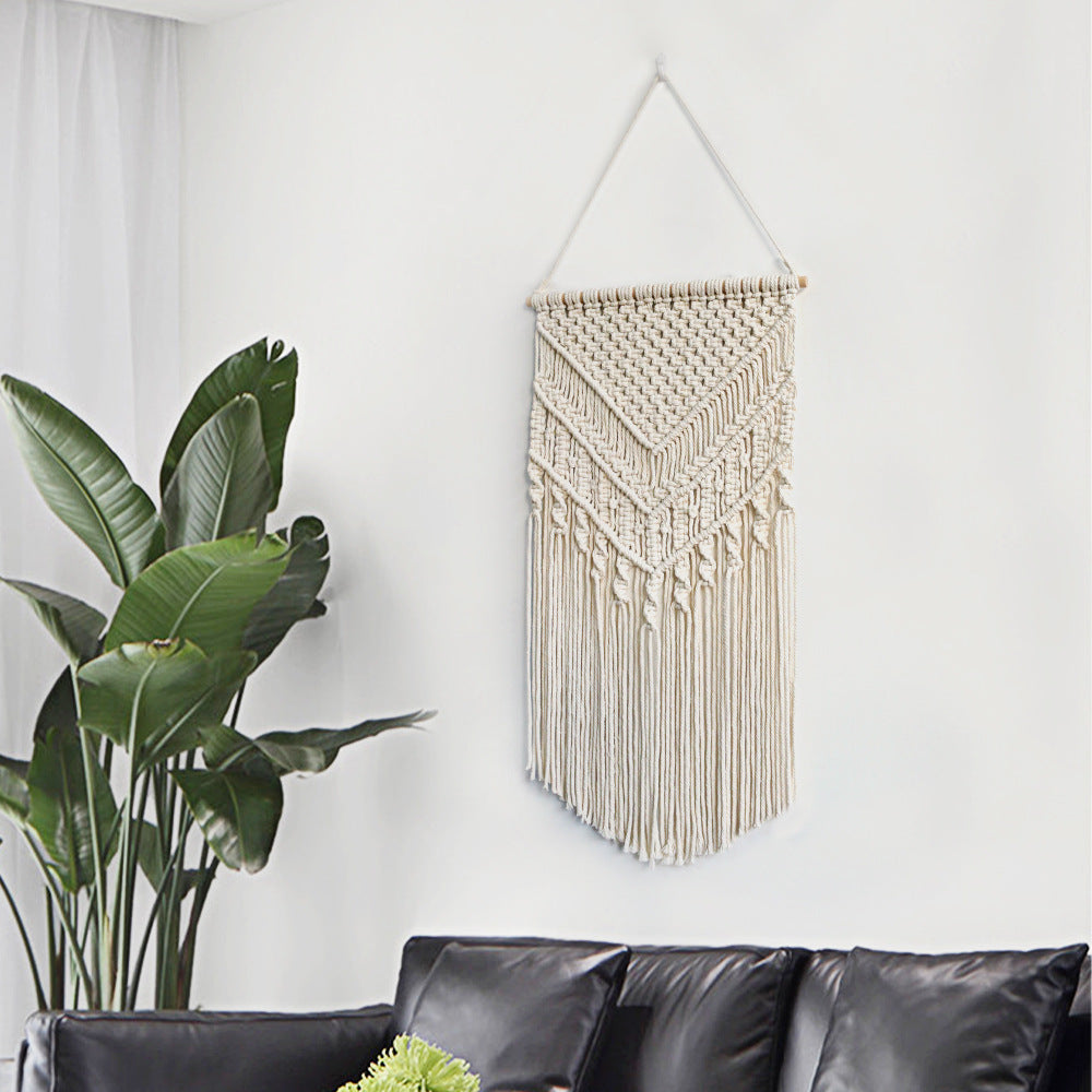 Macrame Wall Art Z040 Size Beige Cinnabar Red | Thrascher