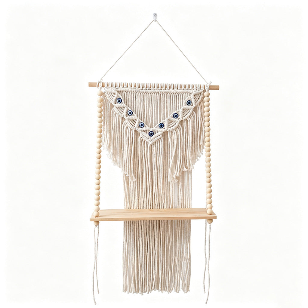 Macrame Wall Hanging Shelf with Decorative Beads | Thrascher