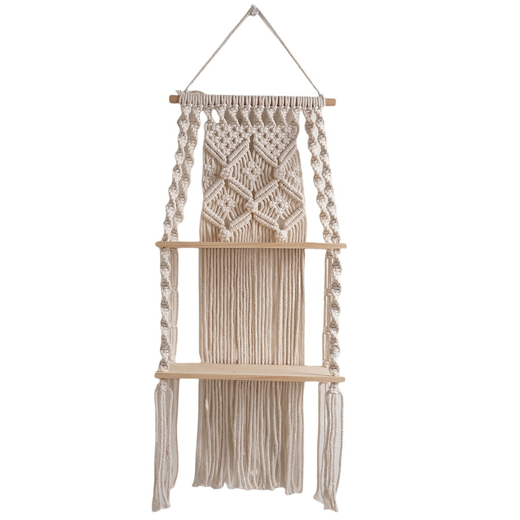Macrame Wall Hanging Shelf with Decorative Knot Design | Thrascher