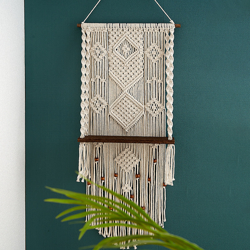 Macrame Wall Hanging with Decorative Shelf | Thrascher