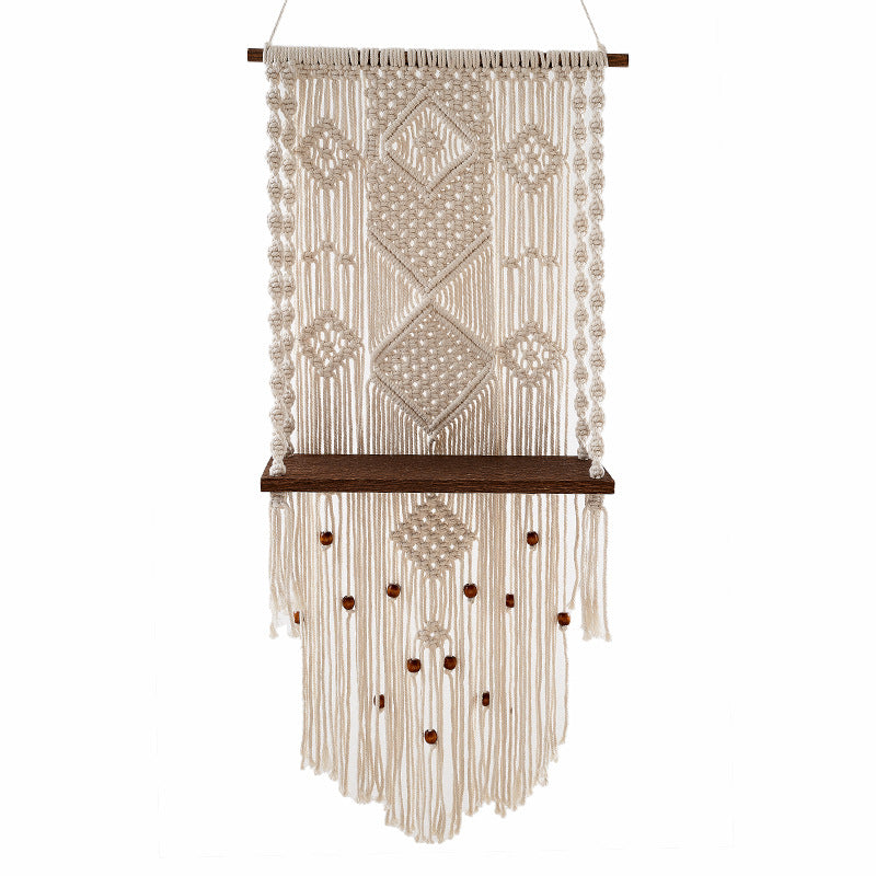 Macrame Wall Hanging with Decorative Shelf | Thrascher