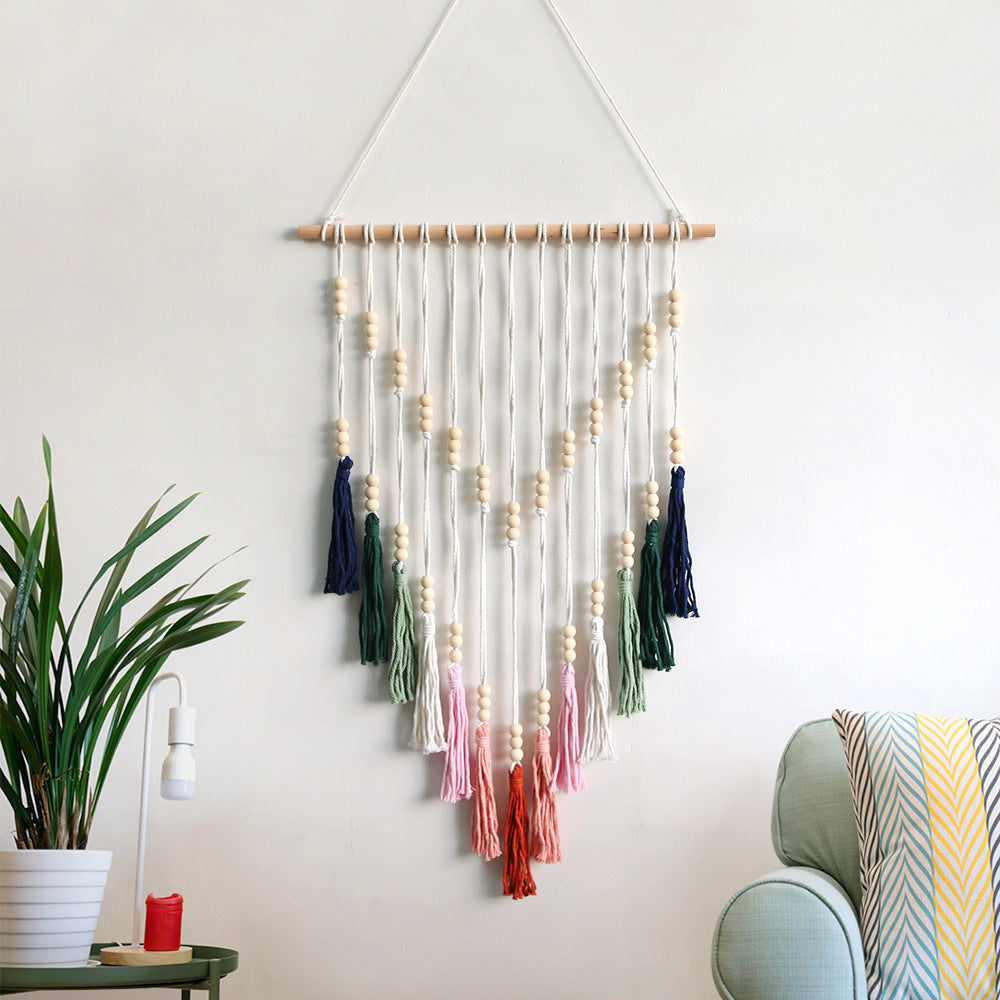 Macrame Wall Hanging with Tassels and Wooden Beads | Thrascher