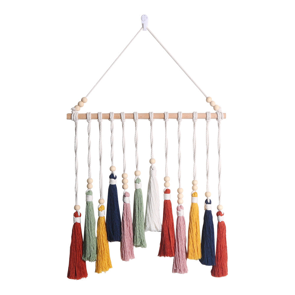 Macrame Wall Hanging with Tassels and Wooden Beads | Thrascher