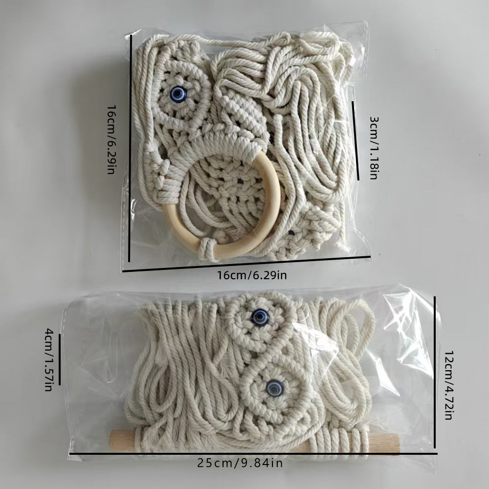 Macrame Wall Hanging with Wooden Ring and Decorative Elements | Thrascher