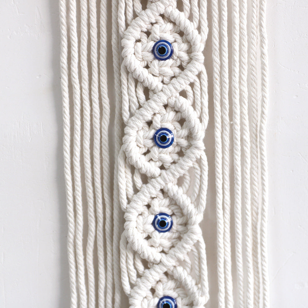 Macrame Wall Hanging with Wooden Ring and Decorative Elements | Thrascher