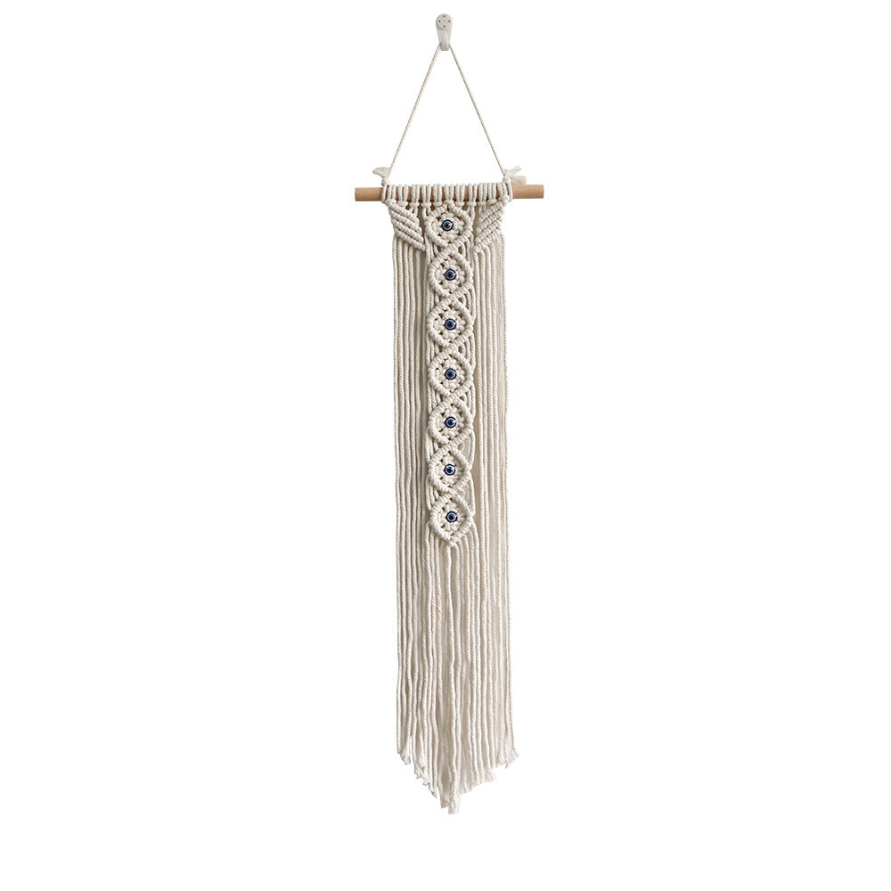 Macrame Wall Hanging with Wooden Ring and Decorative Elements | Thrascher