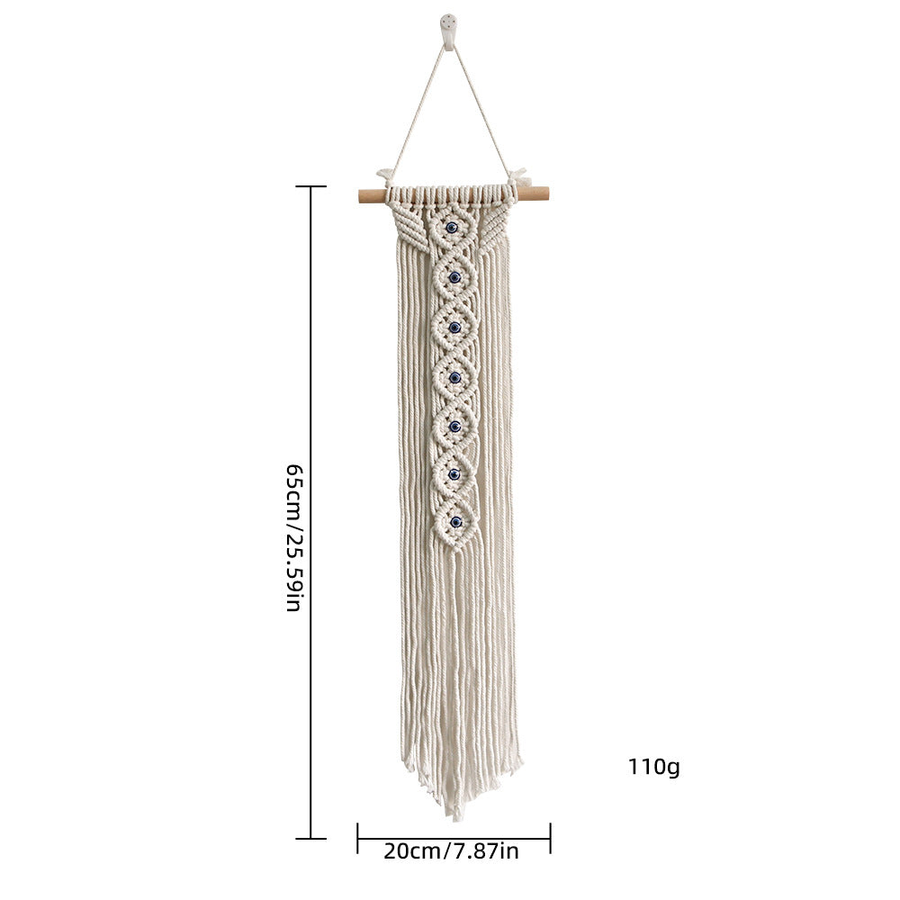 Macrame Wall Hanging with Wooden Ring and Decorative Elements | Thrascher