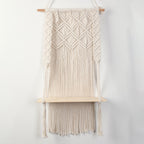 Macrame Wall Shelf with Integrated Plant Holder | Thrascher