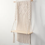 Macrame Wall Shelf with Integrated Plant Holder | Thrascher
