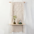 Macrame Wall Shelf with Integrated Plant Holder | Thrascher