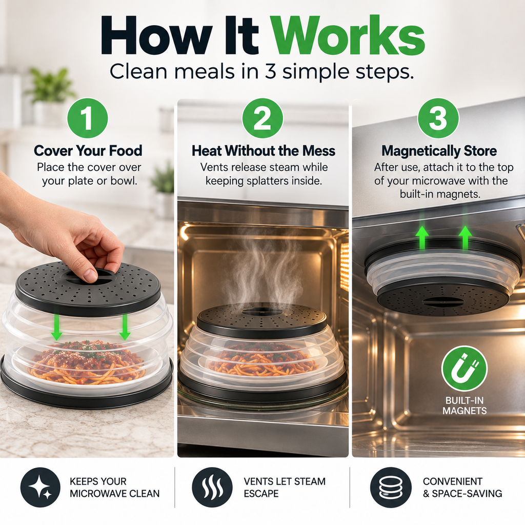 Magnetic Collapsible Microwave Splatter Cover, 21 cm Top, 26.5 cm Base