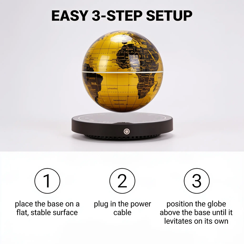 Magnetic Levitation Globe Lamp with Rotating Globe and Digital Clock Base, view 11