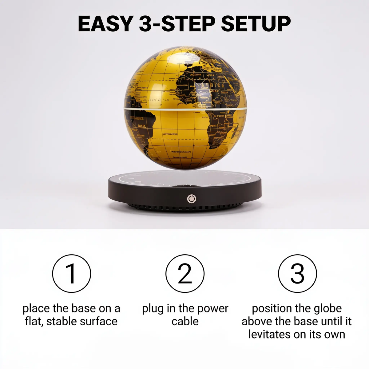 Magnetic Levitation Globe Lamp with Rotating Globe and Digital Clock Base, view 11