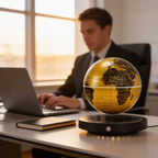 Magnetic Levitation Globe Lamp with Rotating Globe and Digital Clock Base, view 3