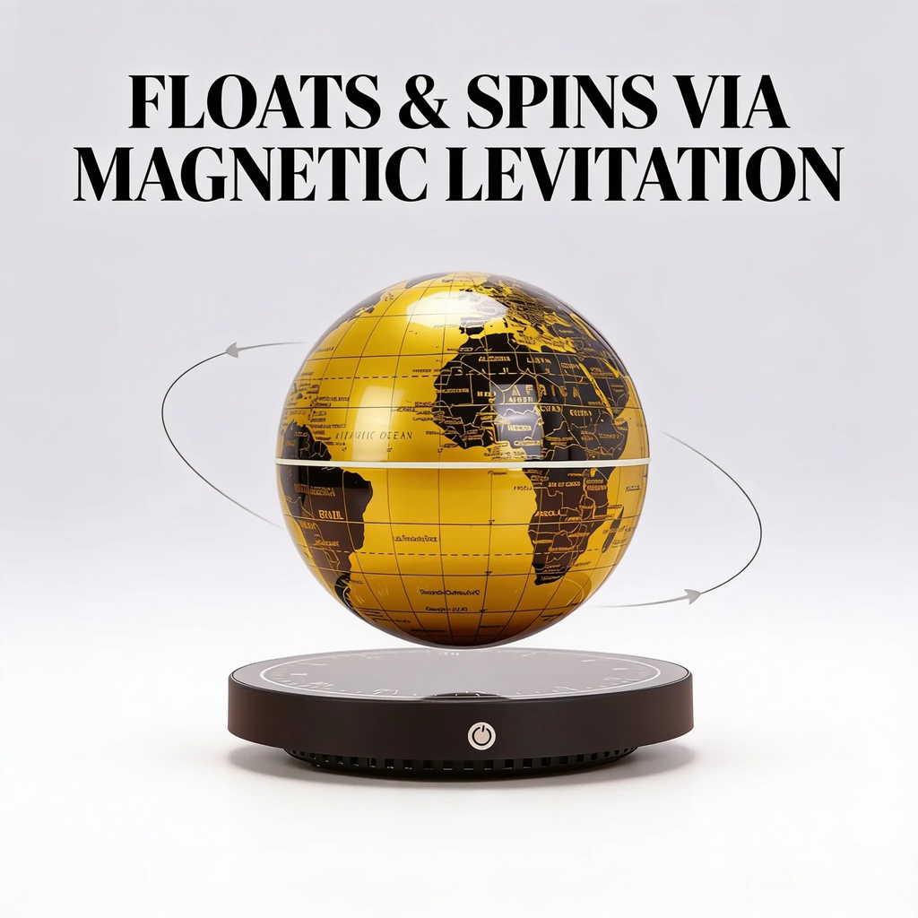 Magnetic Levitation Globe Lamp with Rotating Globe and Digital Clock Base, view 5