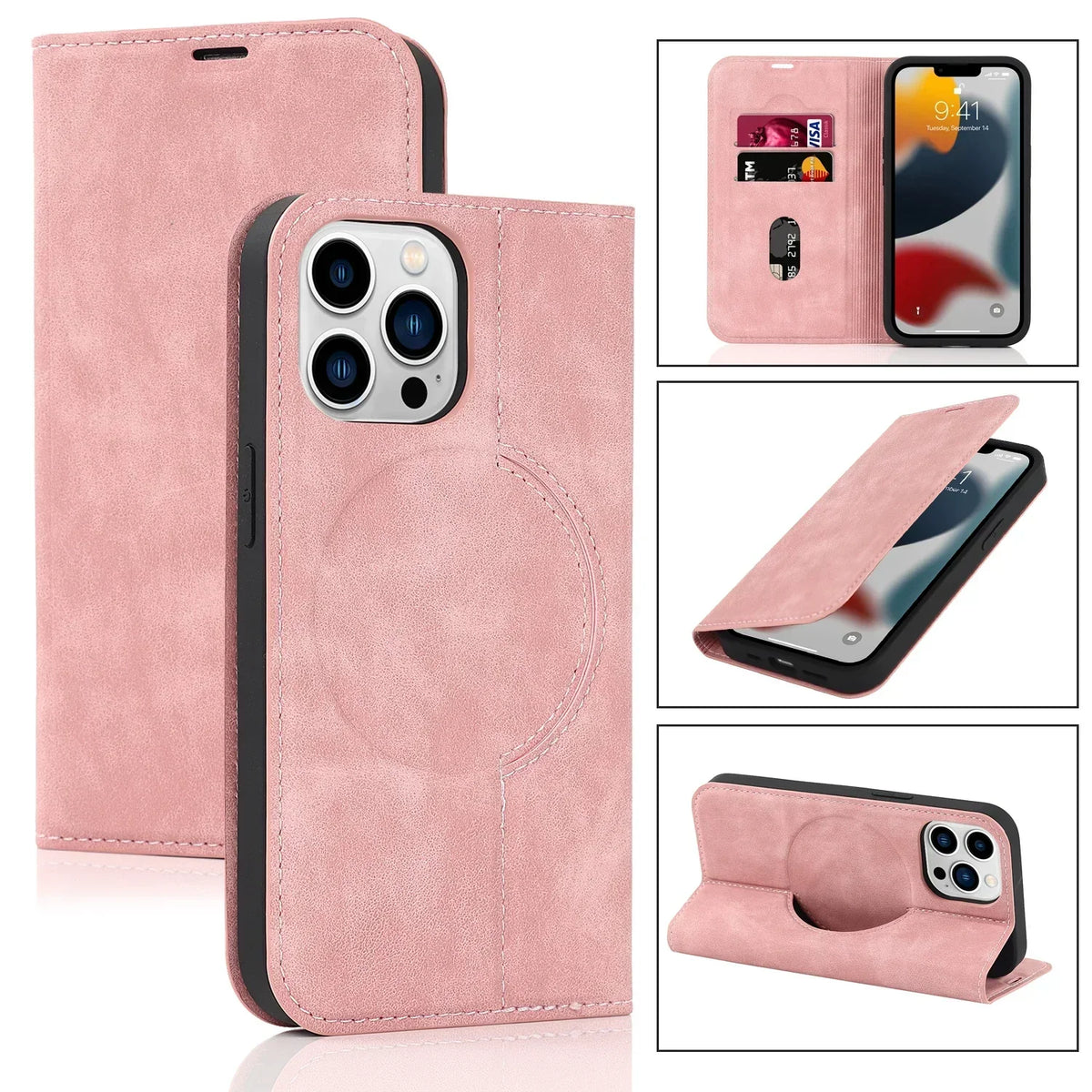 Magnetic Wallet Case for iPhone with MagSafe Wireless Charging, PU Leather, view 8