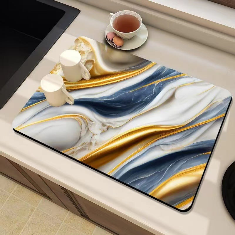 Marble-Inspired Kitchen Counter Mat | Thrascher