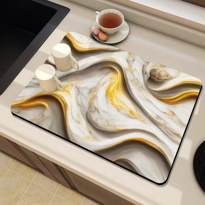 Marble-Inspired Kitchen Counter Mat | Thrascher