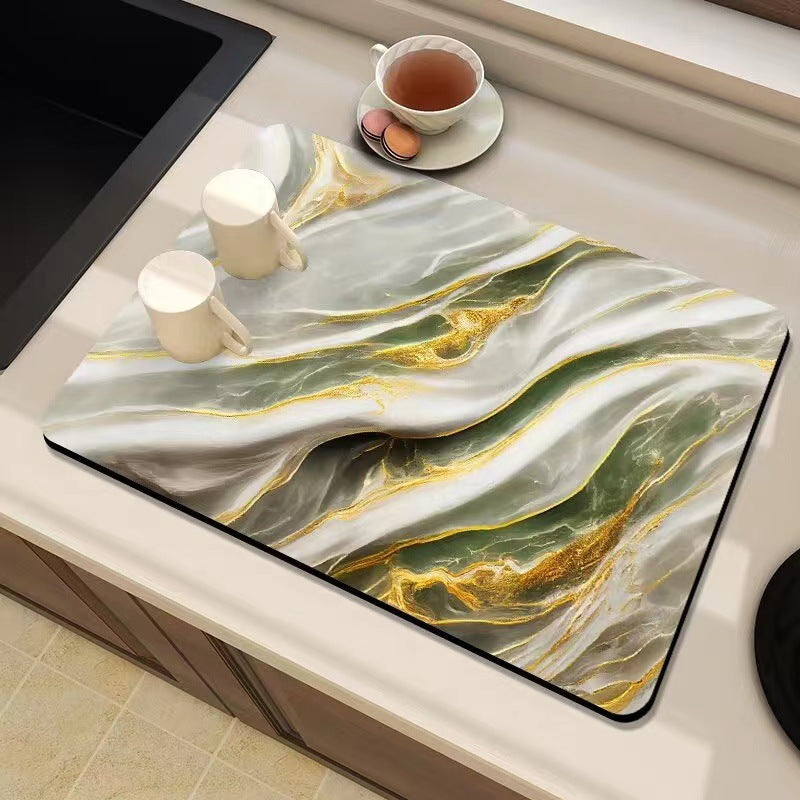 Marble-Inspired Kitchen Counter Mat | Thrascher
