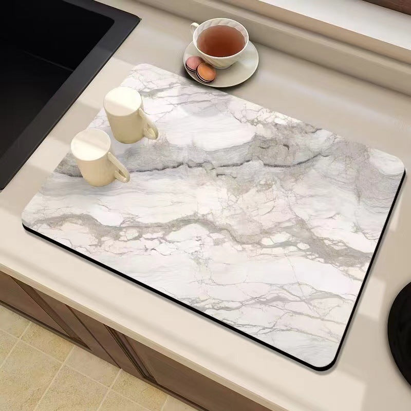 Marble-Inspired Kitchen Counter Mat | Thrascher