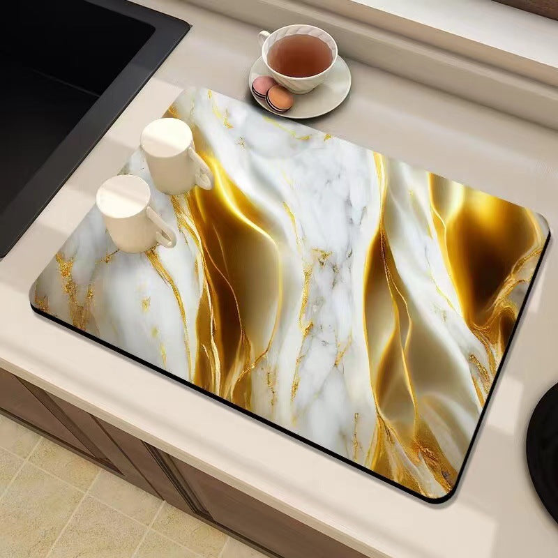Marble-Inspired Kitchen Counter Mat | Thrascher