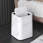Marble-Look Plastic Trash Can with 360° Swivel Lid and Inner Container, view 5