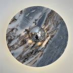 Marble Pattern Background Illuminating Circular Wall Lamp Pair | Thrascher