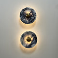 Marble Pattern Background Illuminating Circular Wall Lamp Pair | Thrascher