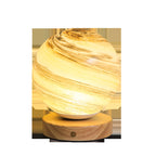 Marbled Orb Table Lamp with Wooden Base | Thrascher