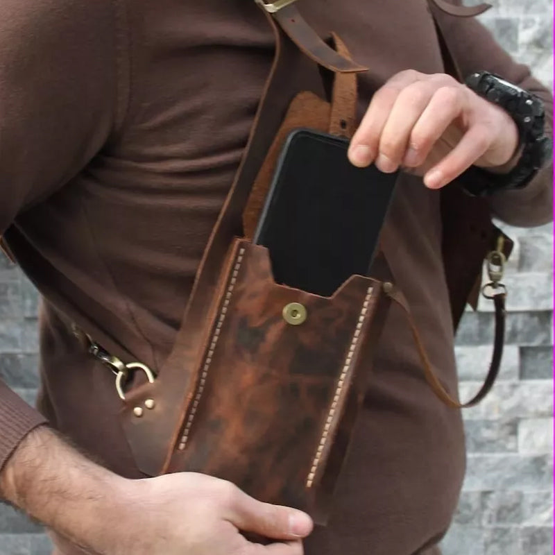 Medieval Steampunk Retro Strap Armpit Shoulder Bag in PU Leather, view 2